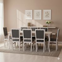 COMEDOR NORMANDO 100x200 Respaldo Tapizado Gris