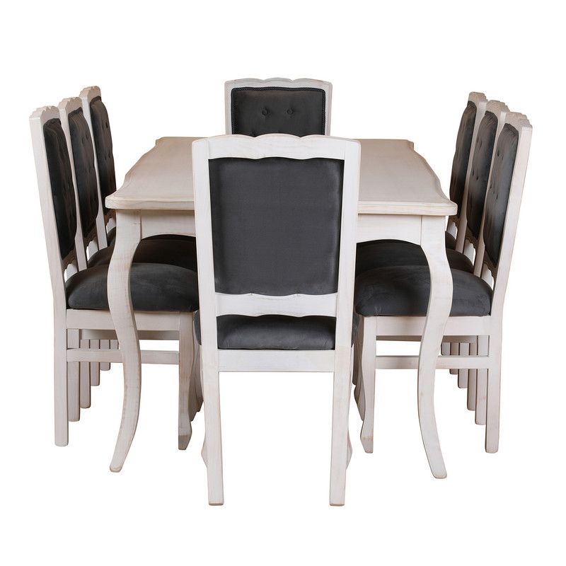 MUEBLES NATIVA - COMEDOR NORMANDO 100x200 Respaldo Tapizado Gris