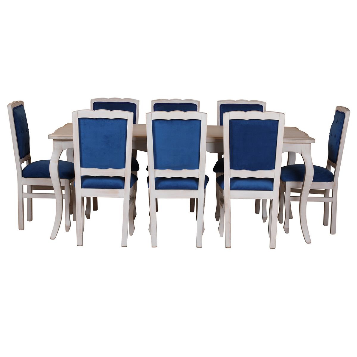 MUEBLES NATIVA - COMEDOR NORMANDO 100x200 Respaldo Tapizado Azul