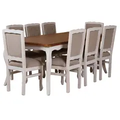 MUEBLES NATIVA - COMEDOR NORMANDO 100x200 Miel Respaldo Tapizado Beige