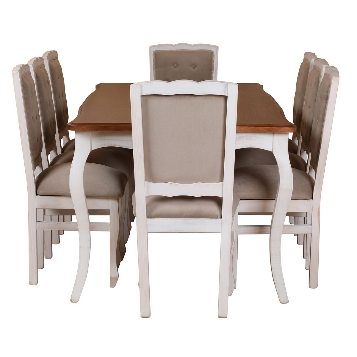MUEBLES NATIVA - COMEDOR NORMANDO 100x200 Miel Respaldo Tapizado Beige