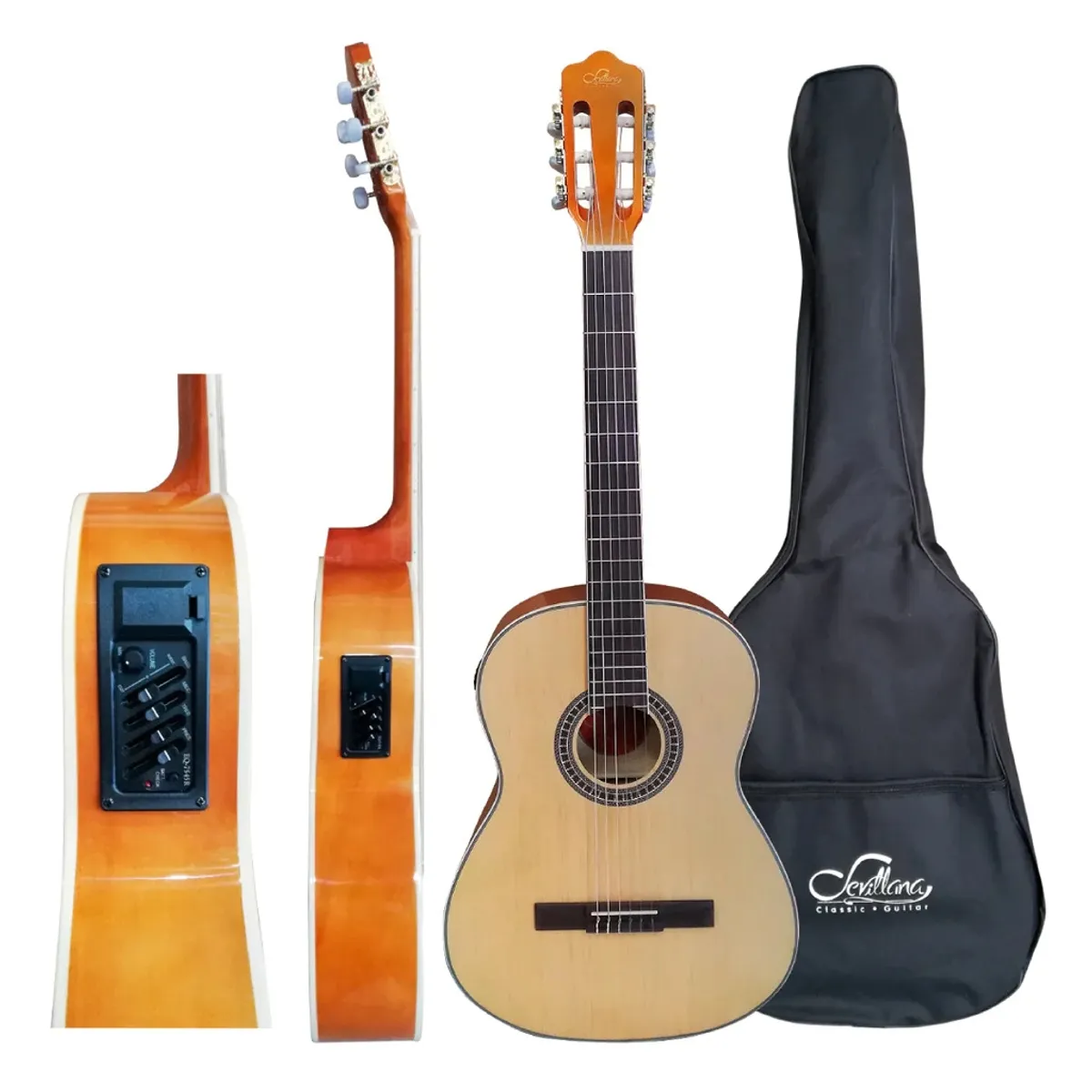 SEVILLANA - Guitarra Electroacustica 39 Con Alma Y Funda Sevillana.