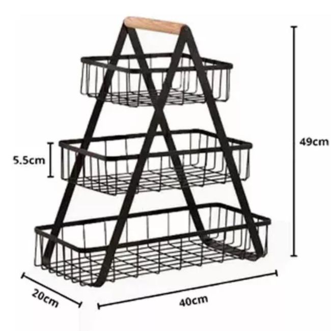GENERICO - Cesta De Metal 3 Niveles Frutero Multiuso