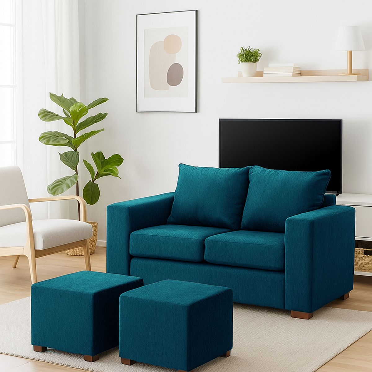 DKORA - Living  City sofa 2 cuerpos + 2 Puff Calipso