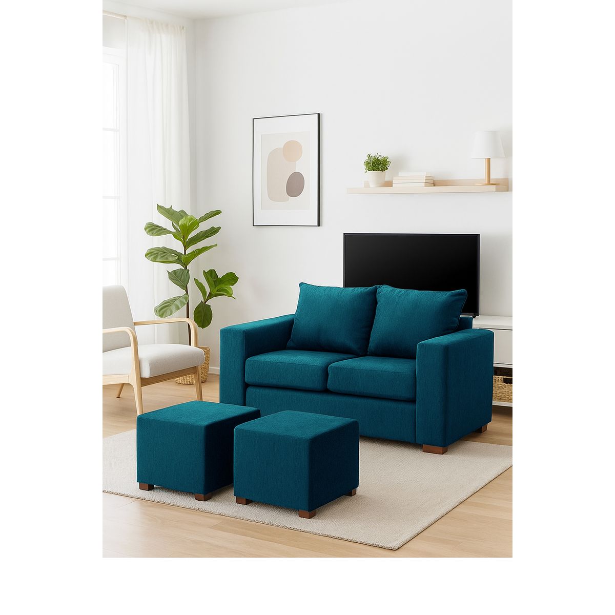 DKORA - Living  City sofa 2 cuerpos + 2 Puff Calipso