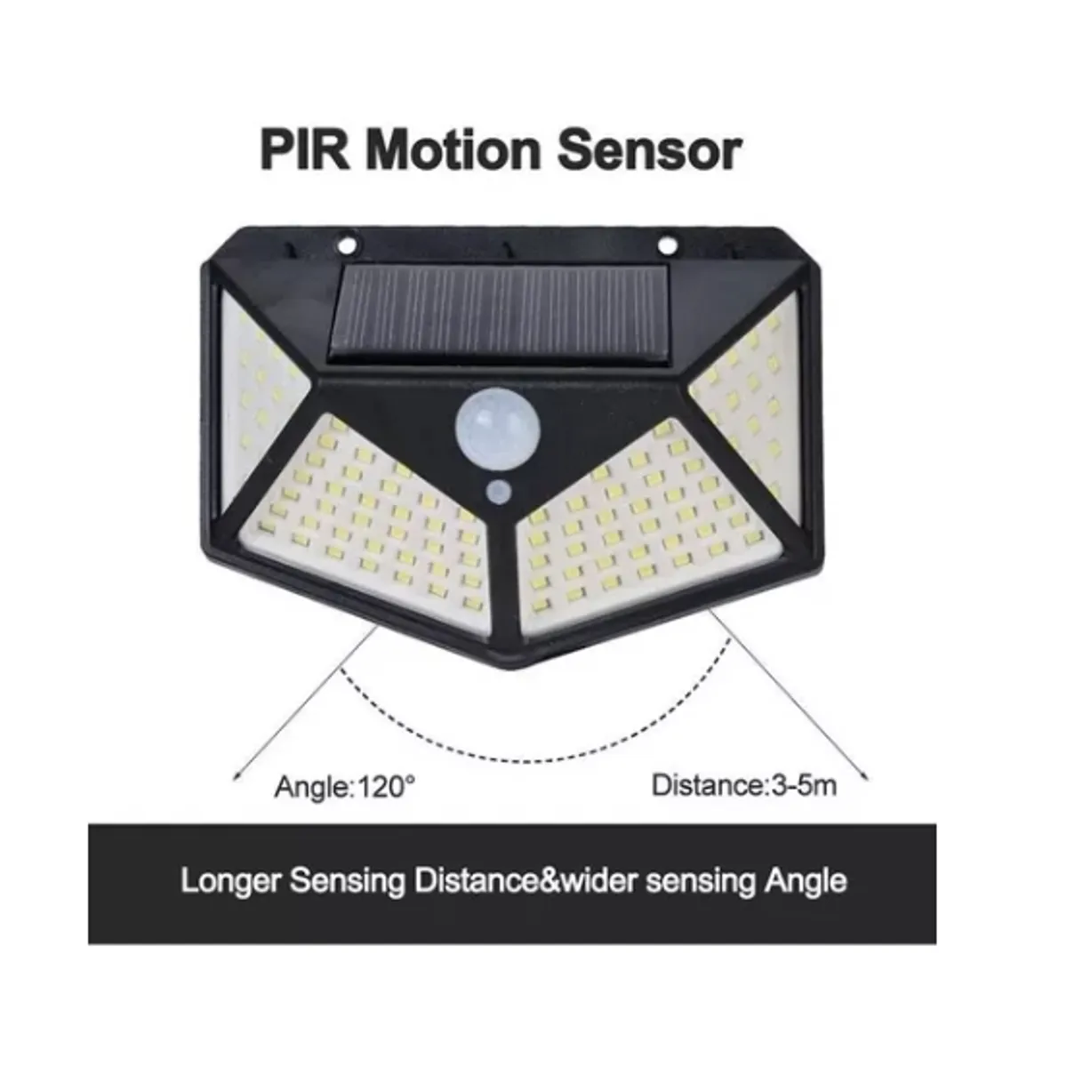 OFERTABKN - Pack 5 Lampara Solar 100 Led Exterior Sensor De Movimiento