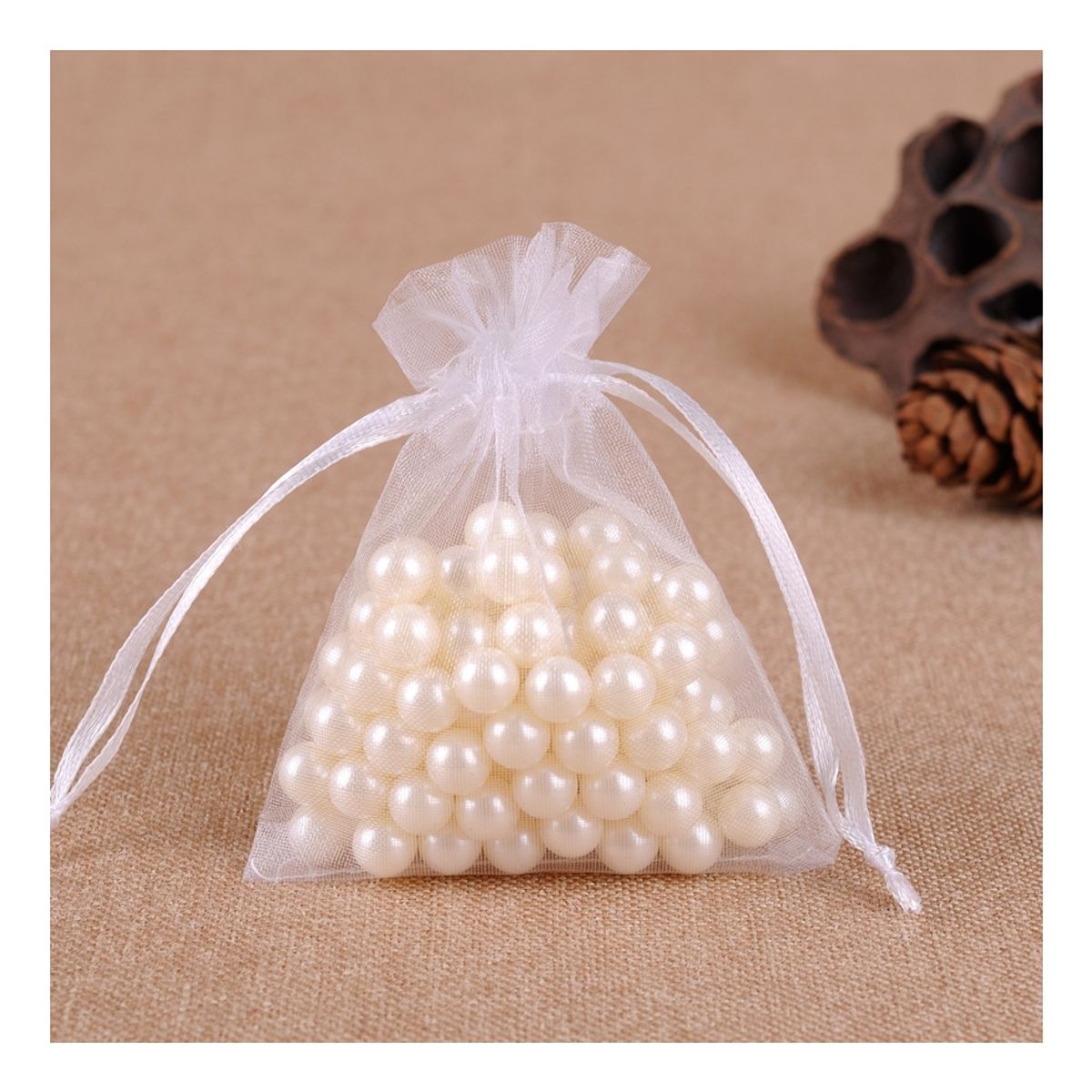 ZG JOYAS - Pack 100 Bolsas Organza Tela Blanca 10x15 Cm