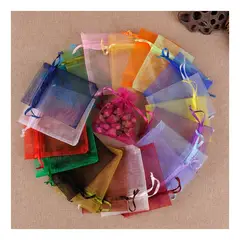 ZG JOYAS - Pack 100 Bolsas Organza Tela Mix Colores Surtidos 9x12 Cm