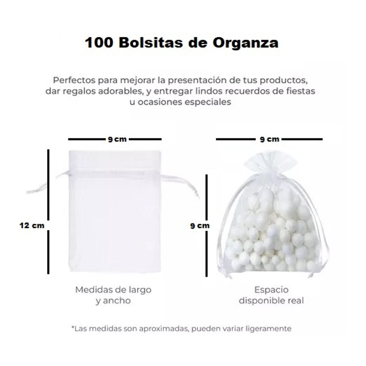 ZG JOYAS - Pack 100 Bolsas Organza Tela Mix Colores Surtidos 9x12 Cm