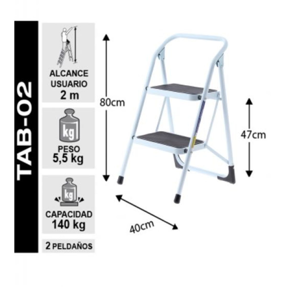 MAGNA - Escalera metálica 2 peldaños