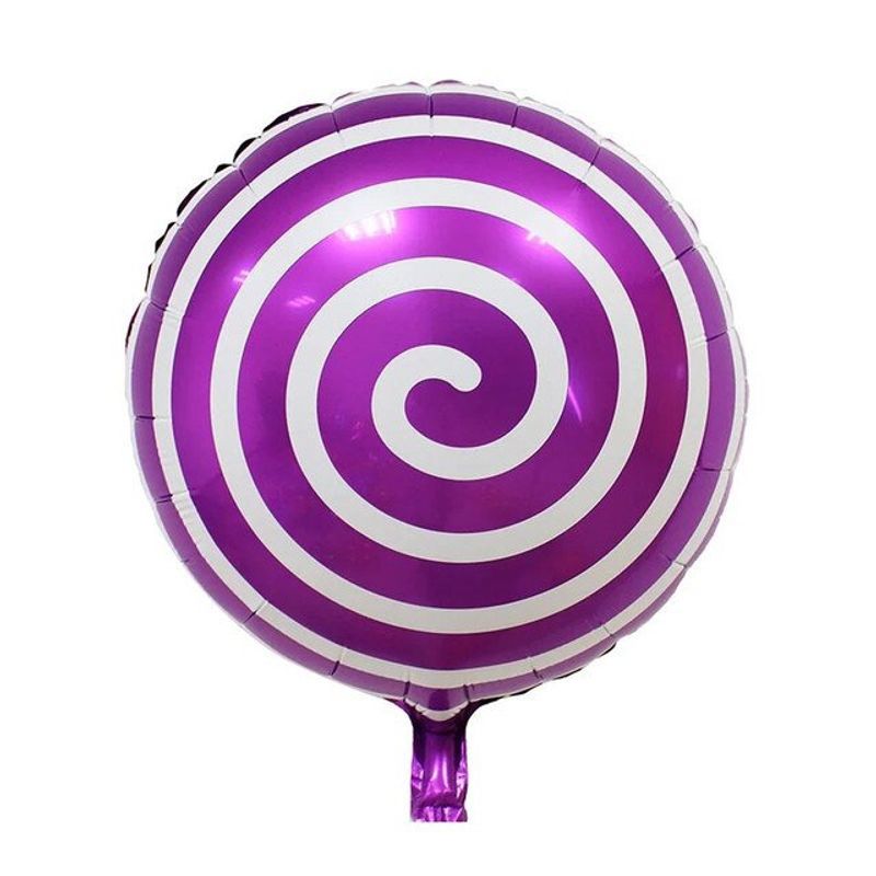 GENERICO - Globo Metalizado Caramelo Espiral Morado Blanco Helio Aire