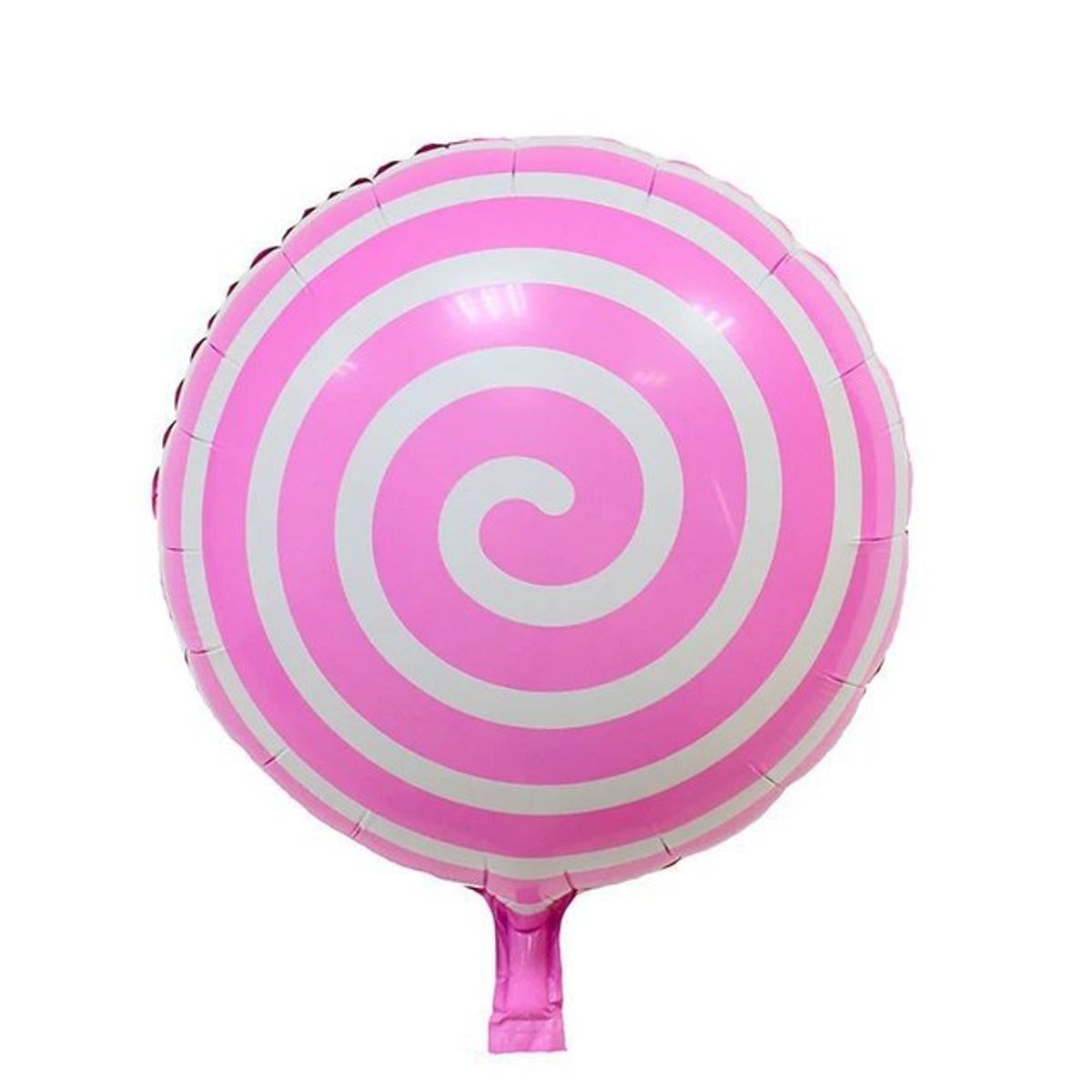 GENERICO - Globo Metalizado Caramelo Espiral Rosado Blanco Helio Aire
