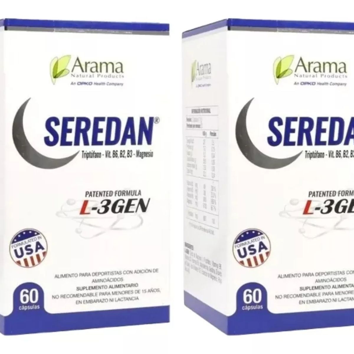 ARAMA - 2 x Seredan -3 (Inductor Del Sueño) L-Triptófano + Magnesio 120 Cáps.