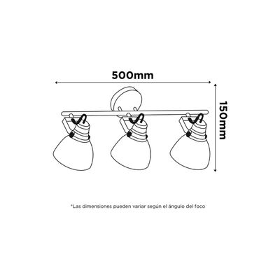 Imagen 2 del producto Foco Sobrepuesto Cazo 3 Luces Pátina Negro