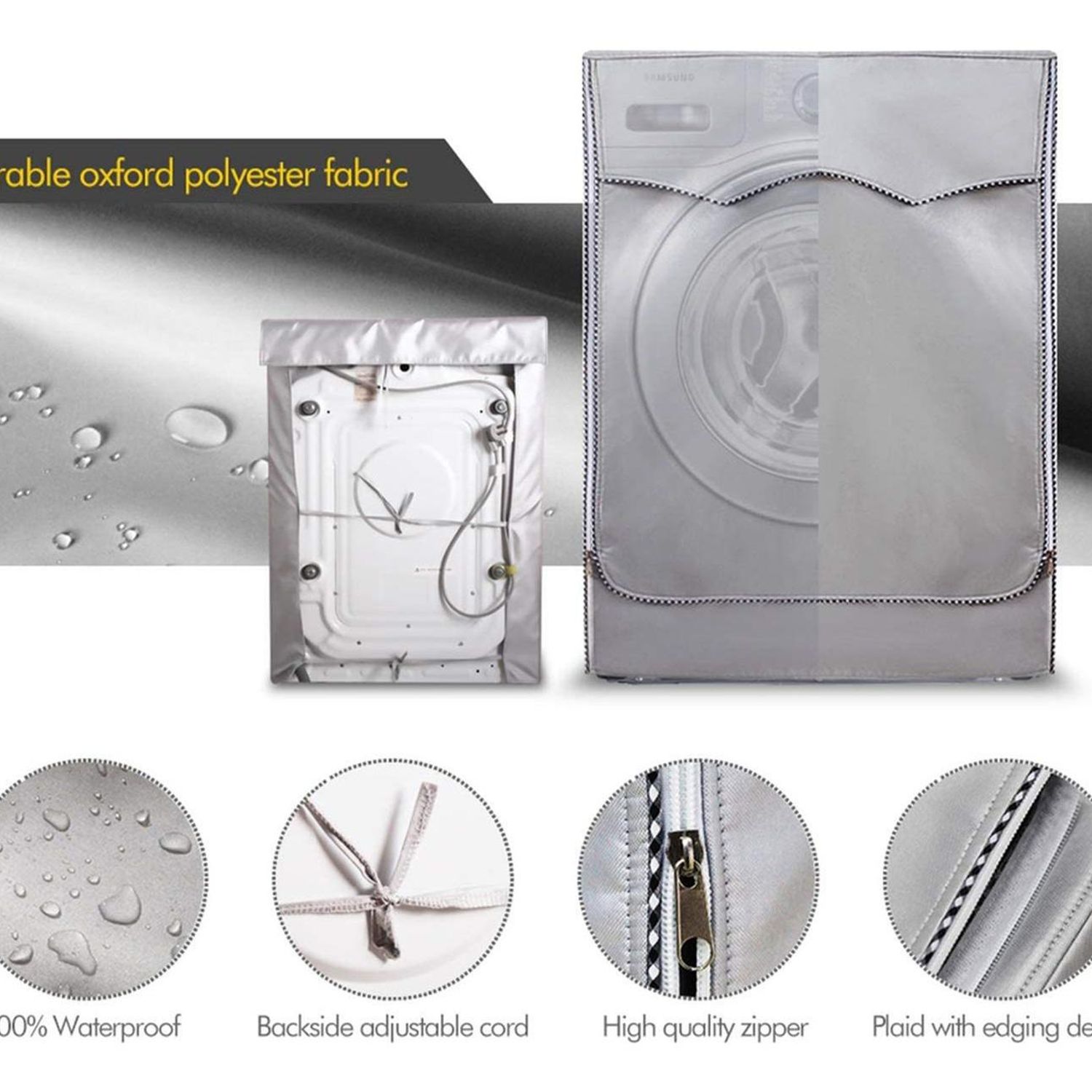 Funda Lavadora Exterior Impermeable Funda Impermeable Para Lavadora Exterior - 60x64x85 Cm, Plateada Funda Oxford 420d Uv
