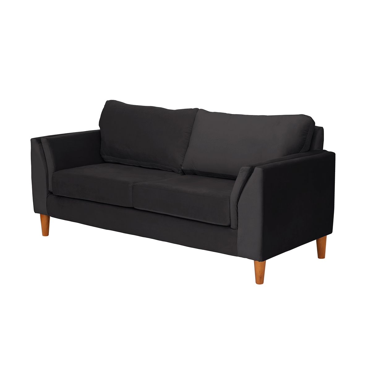 LATAM HOME - Sofá Milan 2C Tela Felpa Negro Con Asiento de Resortes Pocket