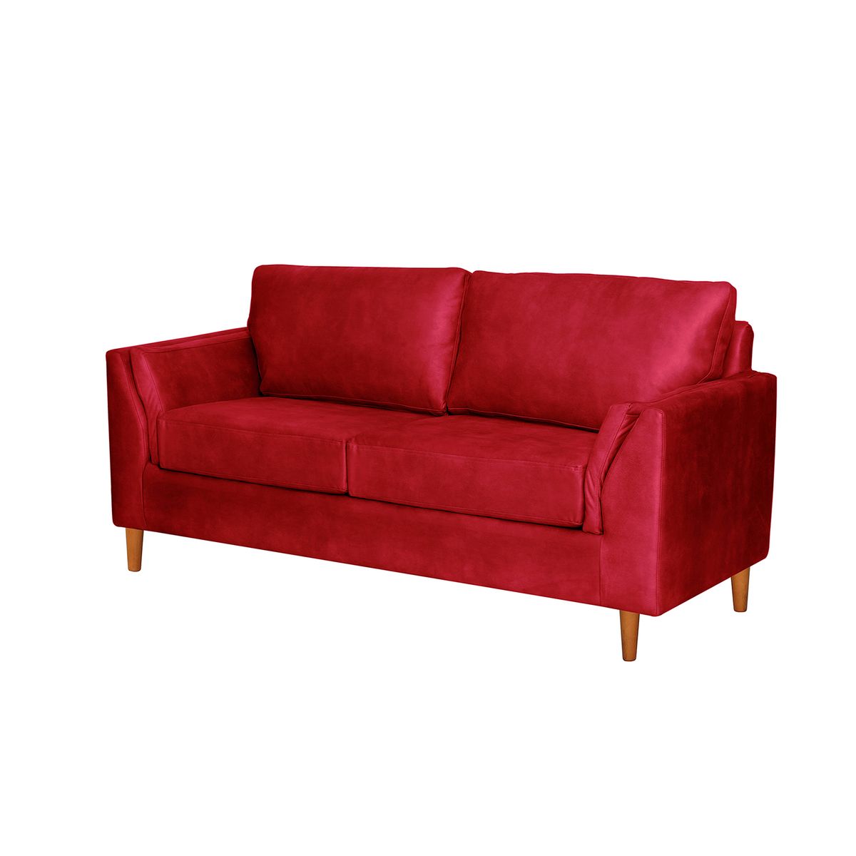 LATAM HOME - Sofá Milan 2 Cuerpos Cuero Kentucky Rojo Con Asiento de Resortes Pocket