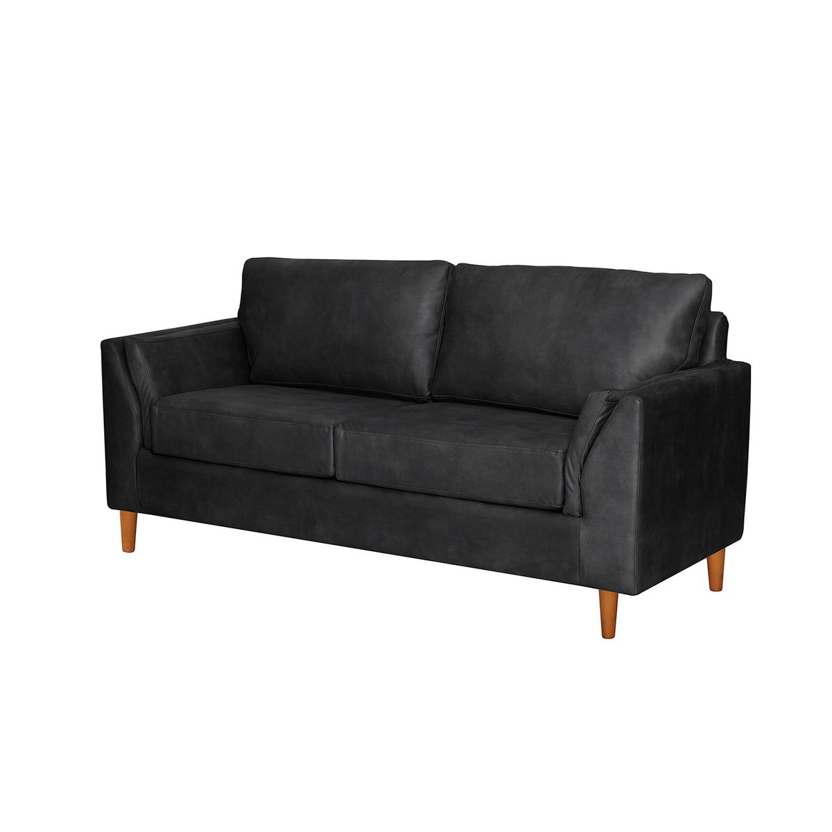 LATAM HOME - Sofá Milan 2 Cuerpos Cuero Kentucky Negro Con Asiento de Resortes Pocket