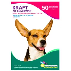 IMPRINK - Papel Adhesivo Kraft Imprimible A4/120g Resmas De 50 Hojas