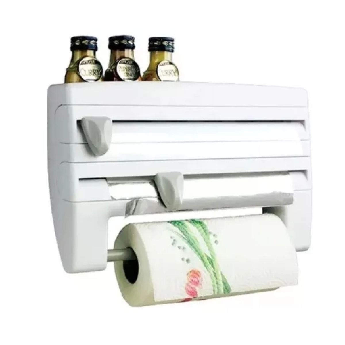 GENERICO - Dispensador Cocina Soporte 4 En1 Rollo Papel Nova Film Alusa