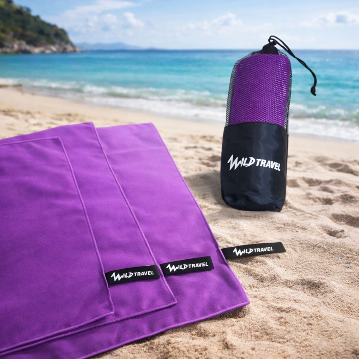 WILD TRAVEL - Pack 3 Toalla Microfibra Wild Travel Morada Secado Rápido