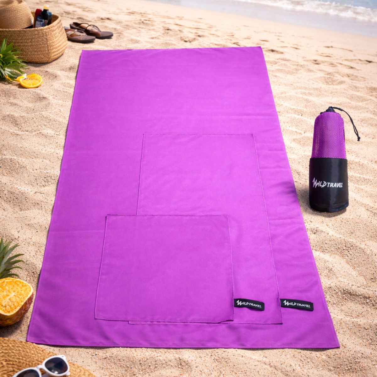 WILD TRAVEL - Pack 3 Toalla Microfibra Wild Travel Morada Secado Rápido