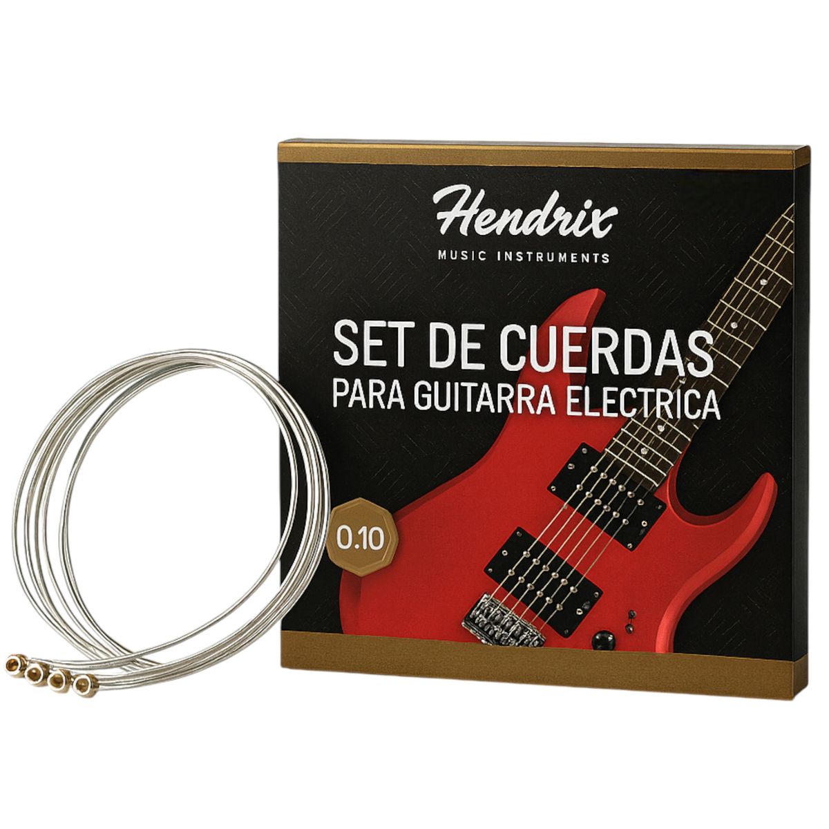 HENDRIX - Set de Cuerdas para Guitarra Eléctrica Calibre 0.10 Hendrix