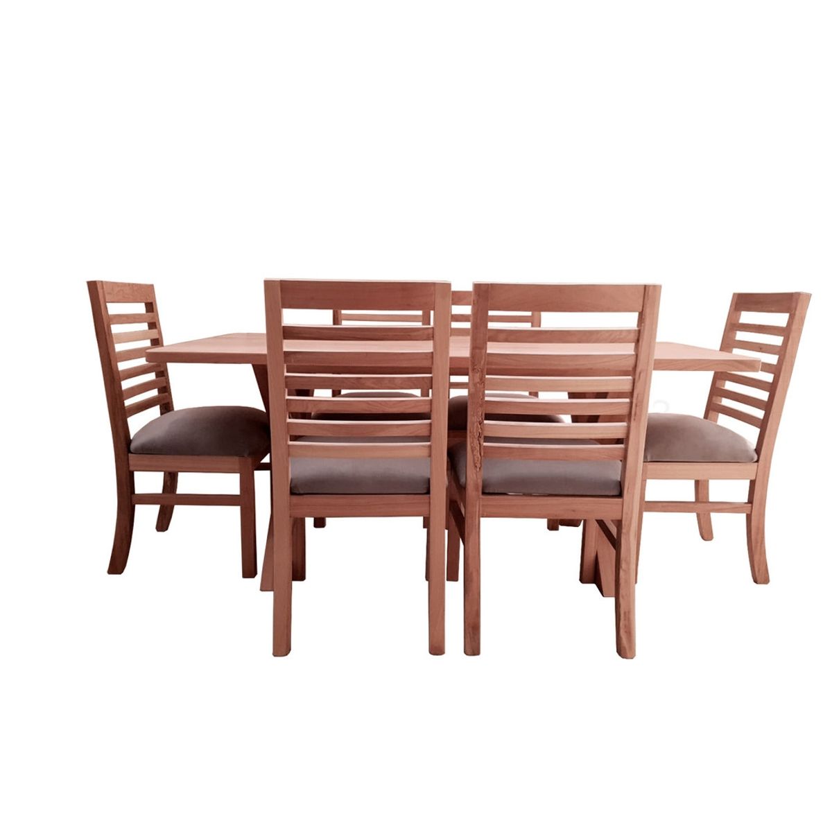 MUEBLES NATIVA - Comedor Cruz 6 Sillas Palillo Tapiz Gris