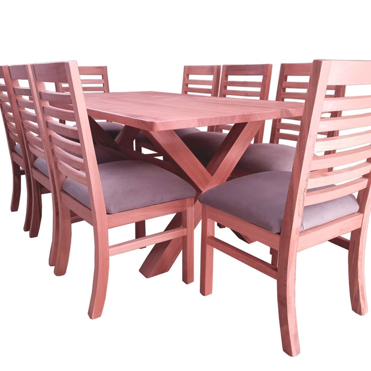 MUEBLES NATIVA - Comedor 8 Sillas Palillo Tapiz Gris