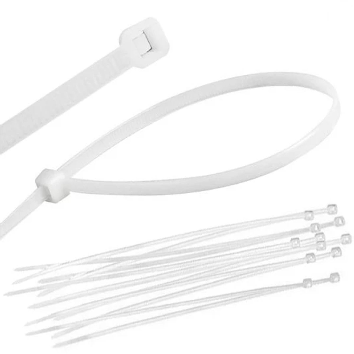 GENERICO - Amarra Cable 200 x 3.6 mm Blanca (Bolsa 100 Unidades)