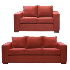 DKORA - Living sofa 3 cuerpos + sofa 2 cuerpos City Rojo