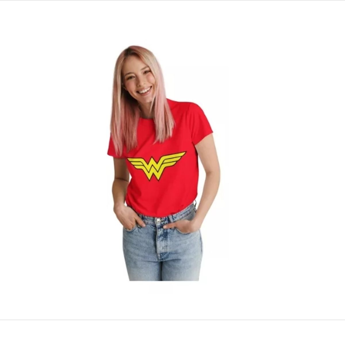 GENERICO - Polera Mujer Maravilla logo Amarillo