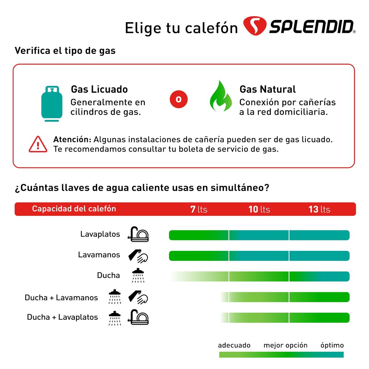SPLENDID - Calefont 10 litros Gas licuado Tiro forzado Splendid