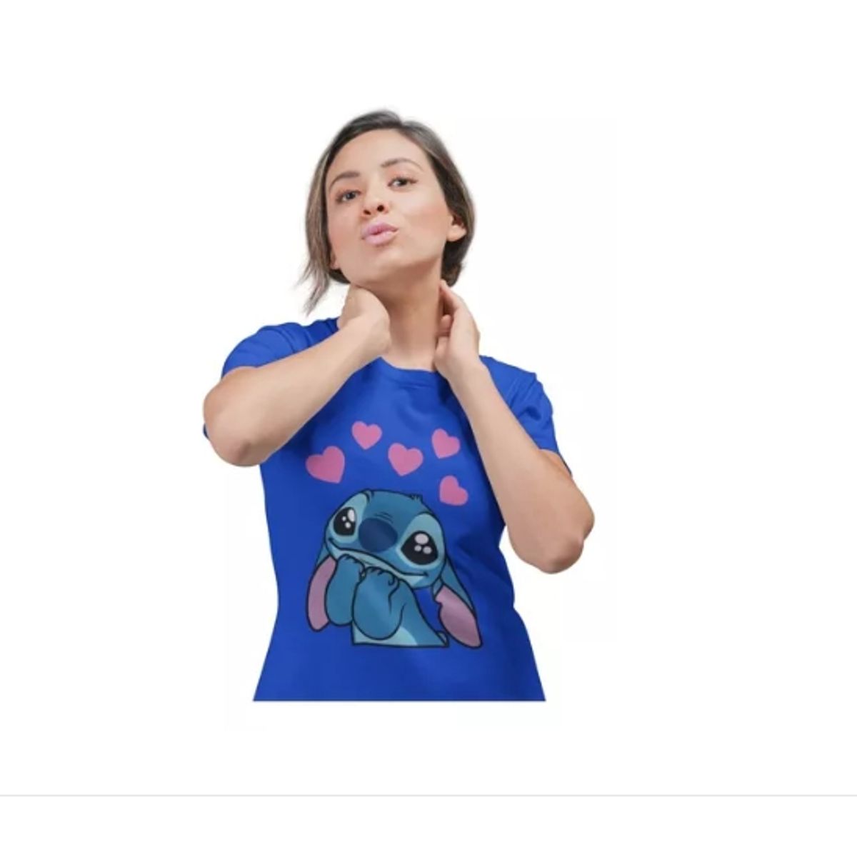 GENERICO - Polera Dama Stitch Amor Y Corazones Enamorado De Algodón