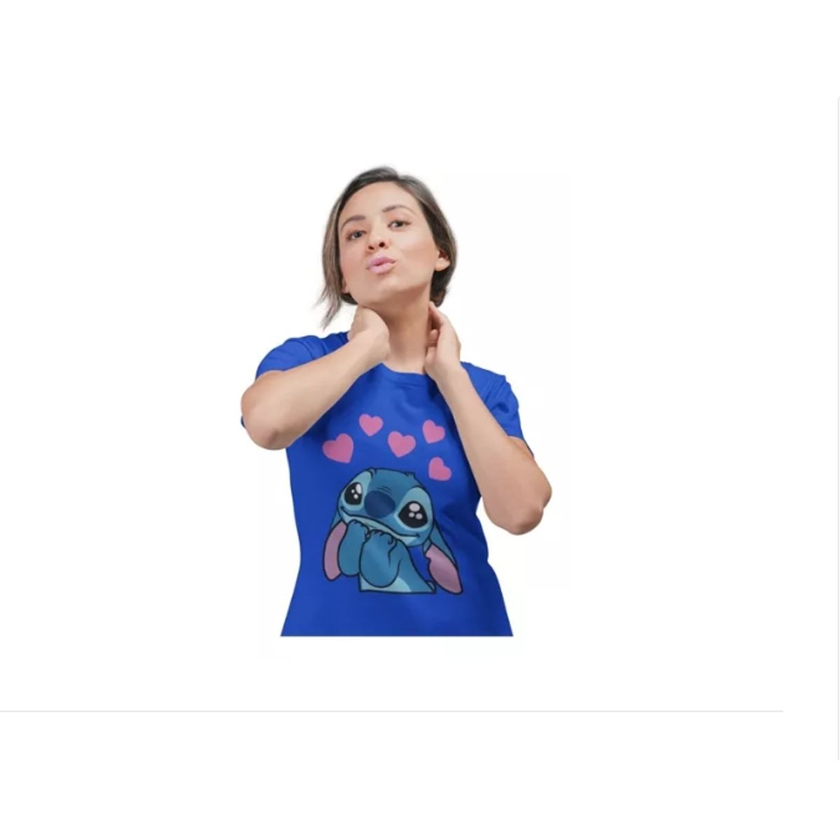 GENERICO - Polera Dama Stitch Amor Y Corazones Enamorado De Algodón