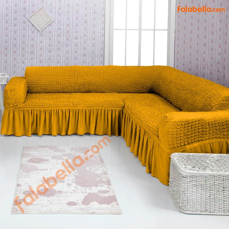 GENERICO - Fundas de sillones original Turco Tipo L o en L esquinero Mostaza