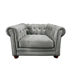 LATAM HOME - Sofá Florencia Gris 1 Cuerpo Capitoné Tela Velvet