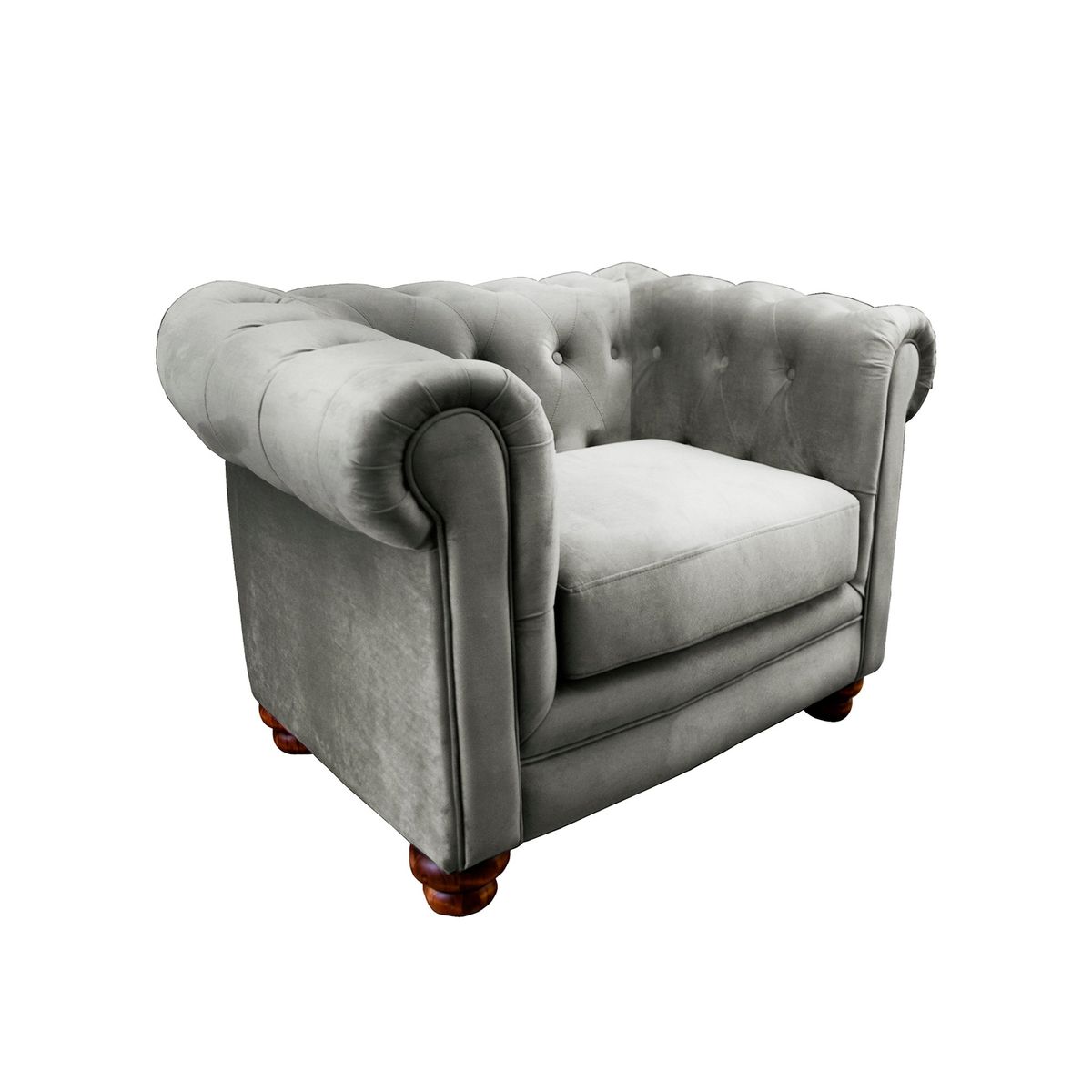 LATAM HOME - Sofá Latam Home Florencia Gris 1 Cuerpo Capitoné Tela Velvet