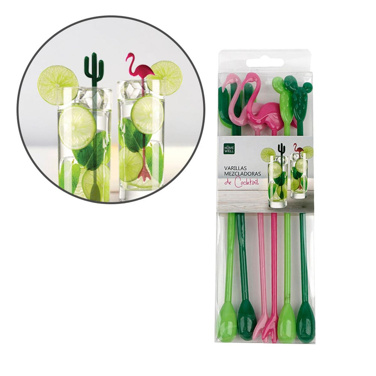 HOMEWELL - Set de revolvedores de cóctel trago 6u