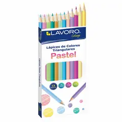 LAVORO - Lápices De Colores 12 Largo Triangular Colores Pastel