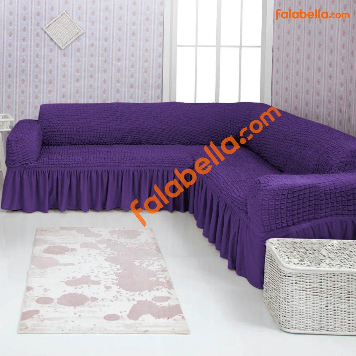 GENERICO - Fundas de sillones original Turco Tipo L o en L esquinero Morado claro