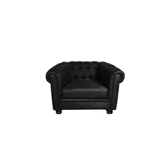 LATAM HOME - Sofá Florencia 1 Cuerpo Capitoné Cuero Negro
