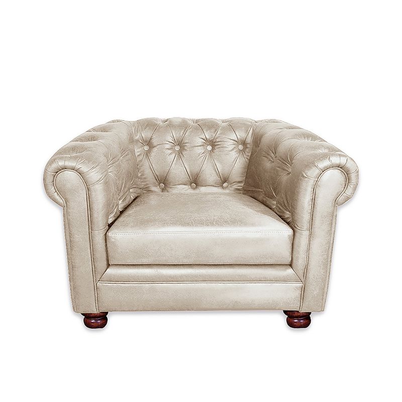 LATAM HOME - Sofá Florencia 1 Cuerpo Capitoné Cuero Colorado Beige