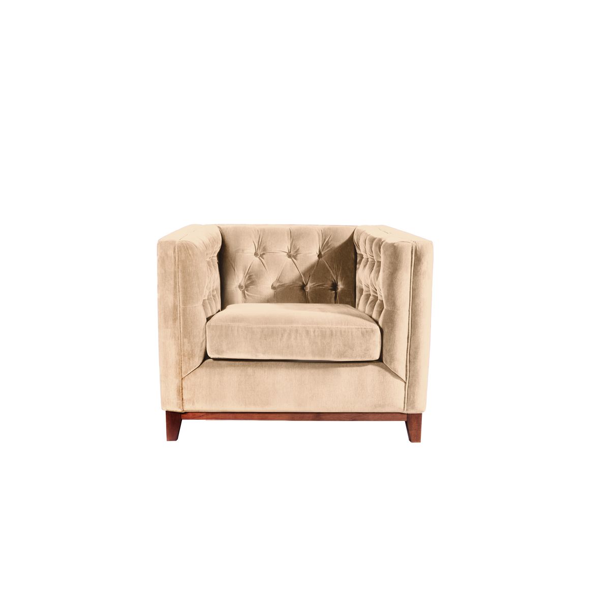 LATAM HOME - Sofa Roma 1 Cuerpo Capitoné Tela Velvet Beige