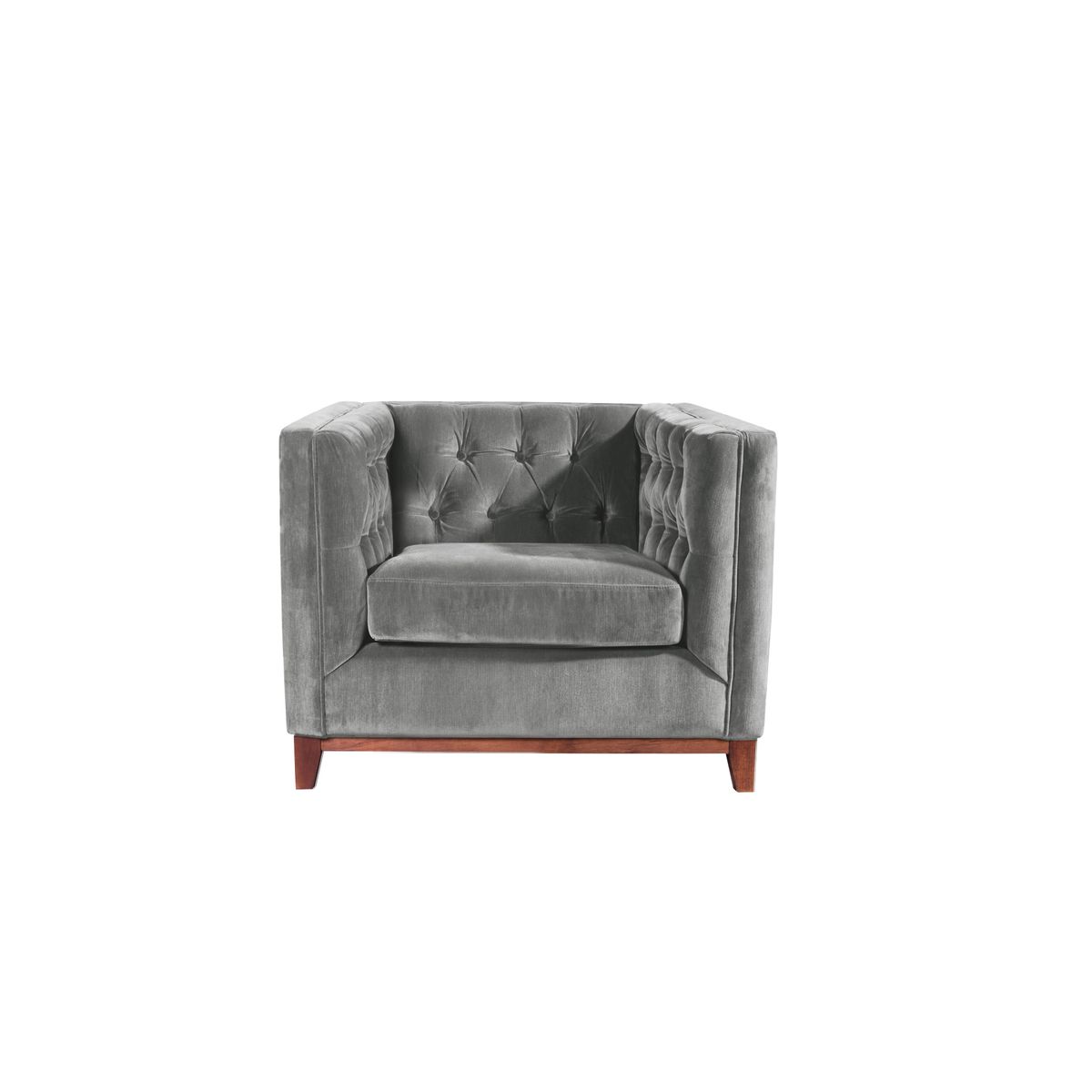 LATAM HOME - Sofa Roma 1 Cuerpo Capitoné Tela Velvet Gris