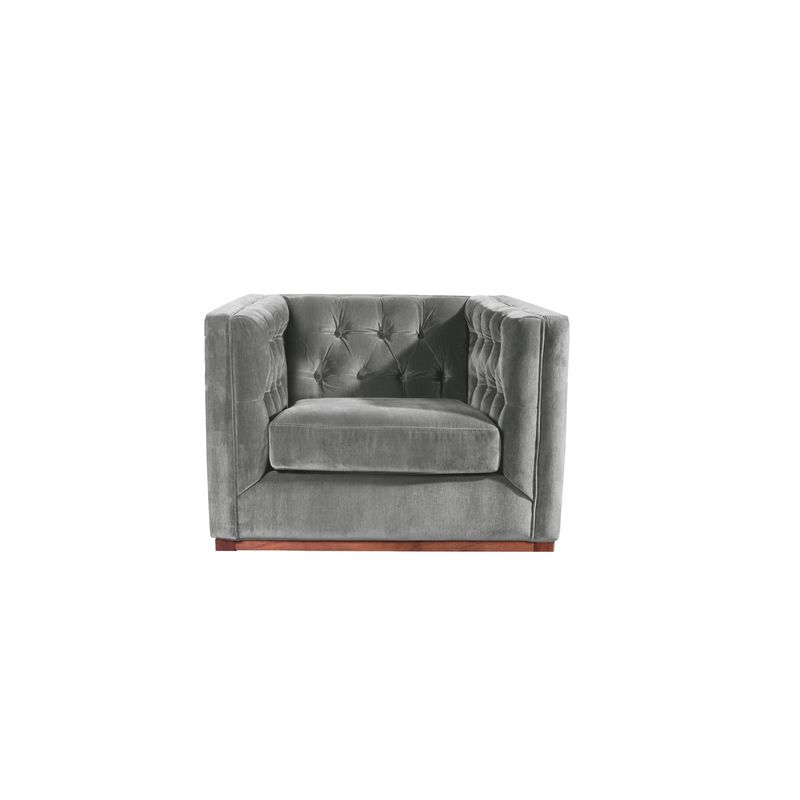 LATAM HOME - Sofa Roma 1 Cuerpo Capitoné Tela Velvet Gris