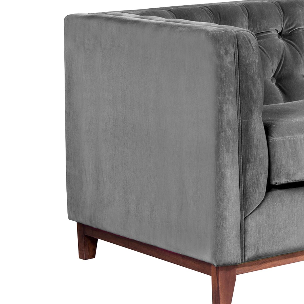 LATAM HOME - Sofa Roma 1 Cuerpo Capitoné Tela Velvet Gris