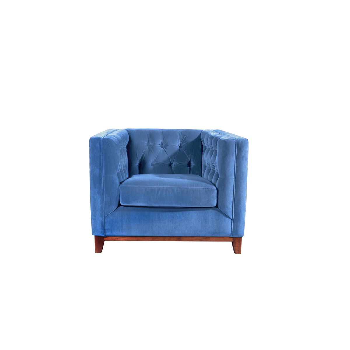 LATAM HOME - Sofa Roma 1 Cuerpo Capitoné Tela Velvet Azul Petroleo
