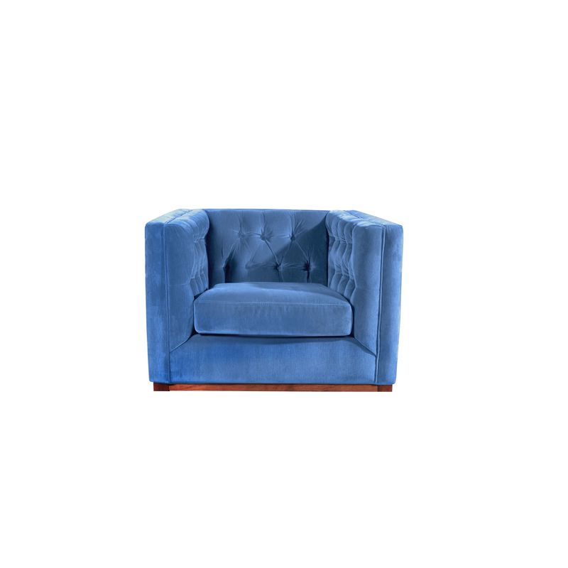 LATAM HOME - Sofa Roma 1 Cuerpo Capitoné Tela Velvet Azul Petroleo