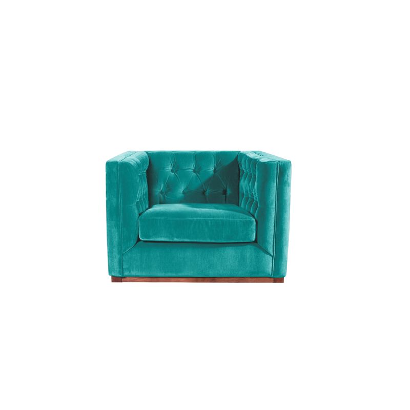 LATAM HOME - Sofa Roma 1 Cuerpo Capitoné Tela Velvet Turquesa